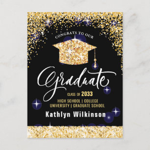 Class of 2023 Elegant Modern Gold Glitter Sparkly  Postcard