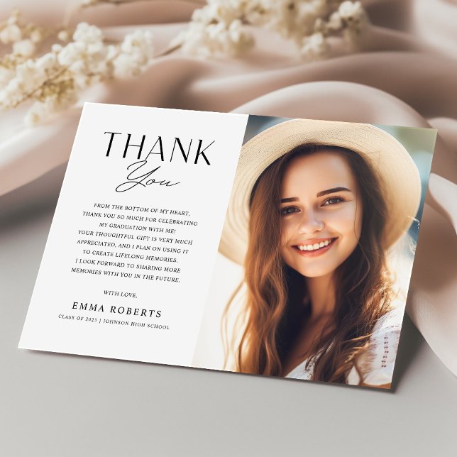 Class of 2023 Elegant Photo College Graduation Thank You Card (Creator Uploaded)