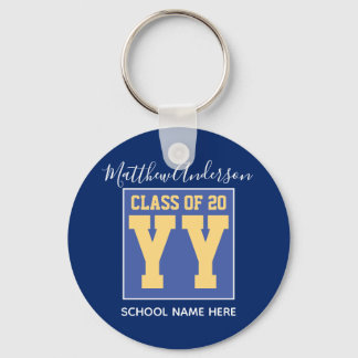 Class of 2023 Elegant Royal Blue & Gold Graduation Key Ring
