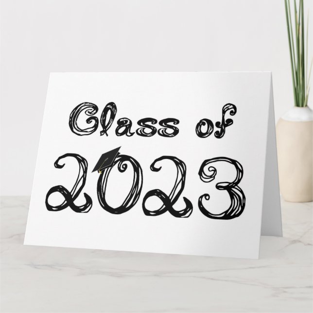 Class of 2023 Fabric Font Graduation Cap Card (Front)