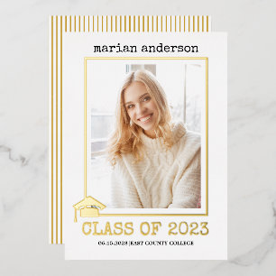 Class of 2023 gold foil graduation photo