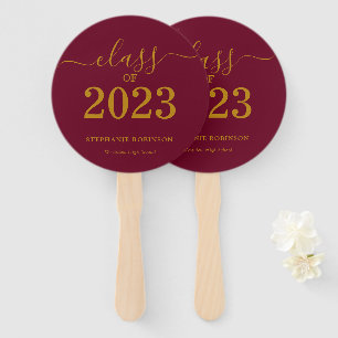 Class of 2023 Gold Maroon Graduation  Hand Fan