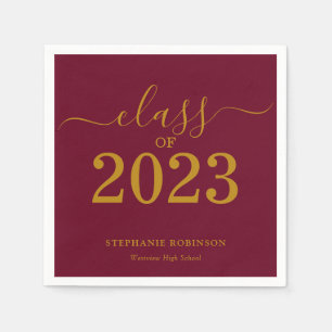 Class of 2023 Gold Maroon Graduation Party Napkin