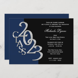 Class of 2023 Grad Silver with Colour Option  Invitation