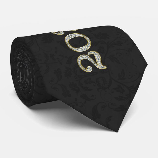 Class of 2023 Graduate in Silver and Black Damask Tie (Rolled)