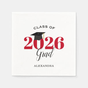 Class of 2023 Graduate Modern Red Napkins