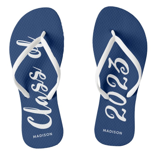 Class of 2023 Graduation Blue Personalised Jandals (Footbed)