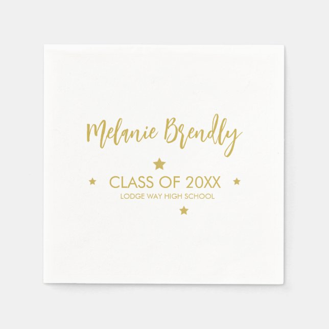 Class Of 2023 | Graduation Gold Party Stars Napkin (Front)