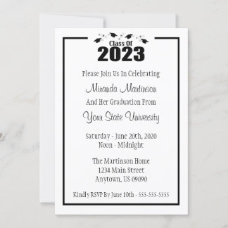 Class Of 2023 Graduation Invitation (Black Caps)