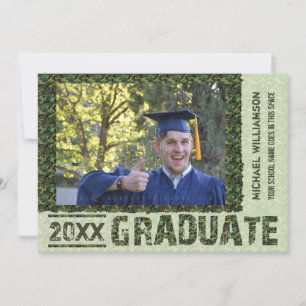 Class of 2023 Graduation Photo Camo Custom Party Invitation