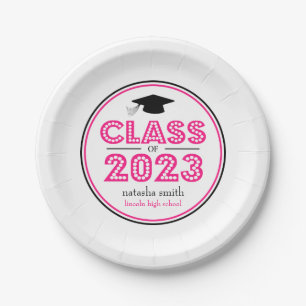 Class Of 2023 Graduation Plates (Hot Pink)
