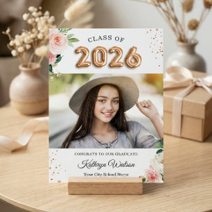 Class of 2023 Graduation Rose Gold Balloon Floral Announcement