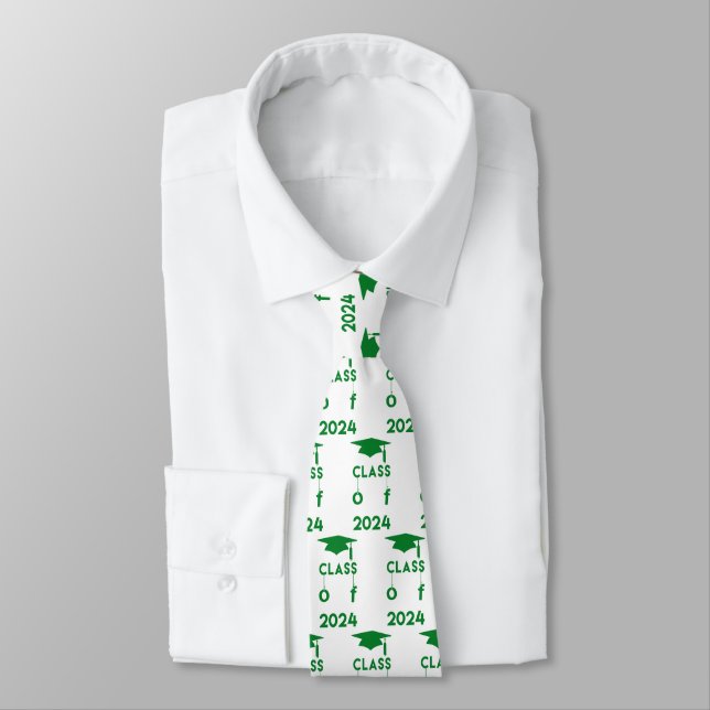 Class of 2023  - Green and White Graduation Tie (Tied)