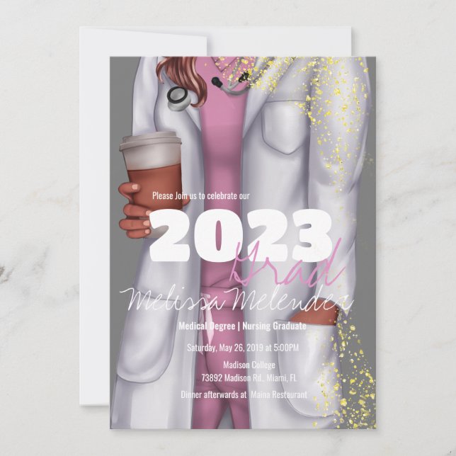 Class of 2023 Medical Scrubs Nurse Graduate Invitation (Front)
