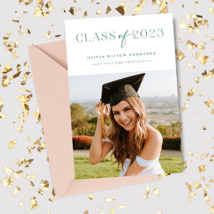 Class of 2023 Modern Photo Grad Announcement Green