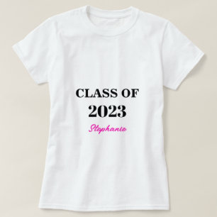 Class Of 2023 Modern Pink Monogram Cute Graduation T-Shirt