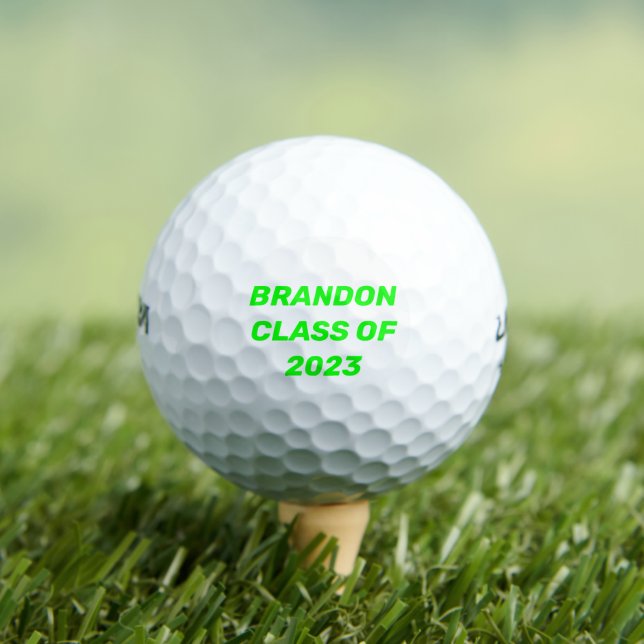 Class of 2023 Neon Green Text Graduation College Golf Balls (Insitu Tee)