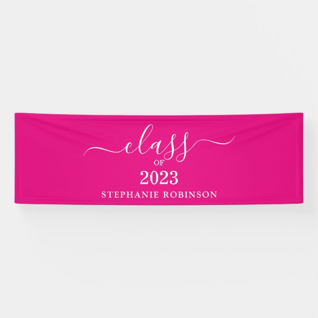 Class of 2023 Pink Minimalistic Graduation Banner (Horizontal)