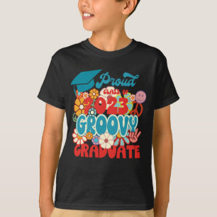 Class of 2023 Proud Graduate Retro Floral Groovy T-Shirt