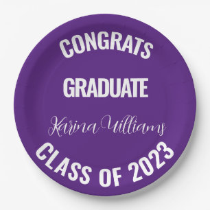 Class of 2023 Purple Graduation College Party Paper Plate
