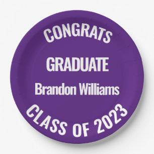 Class of 2023 Purple Graduation College Party Paper Plate