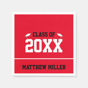 Class of 2023 Red White and Black Graduate Name Napkin
