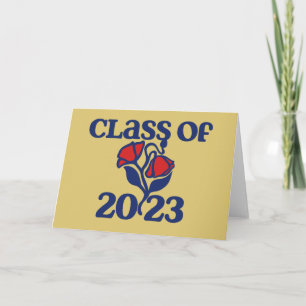 Class of 2023 retro red rose designs graduation card