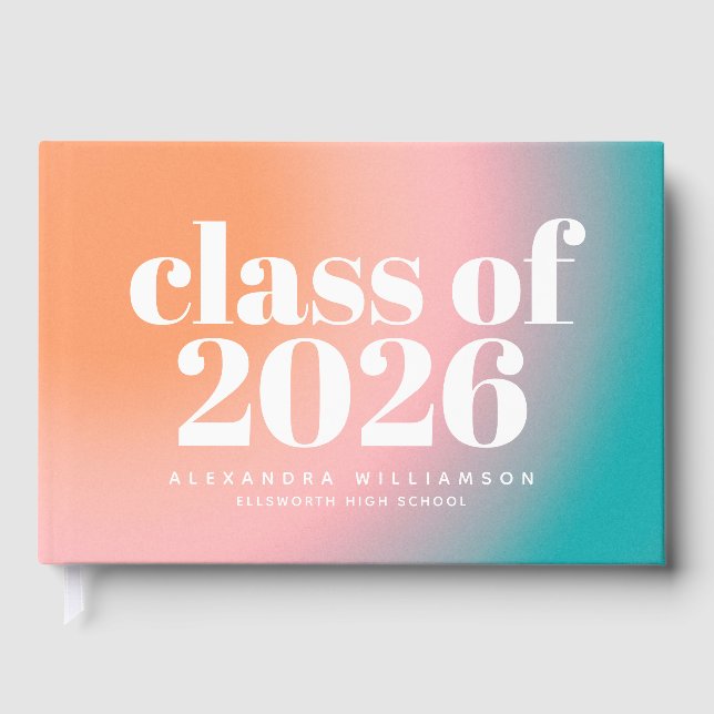 Class of 2023 Trendy Colourful Gradient Custom Guest Book (Front)