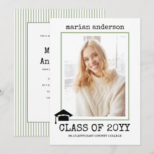 Class of 2023 typewrite sage graduation photo invitation