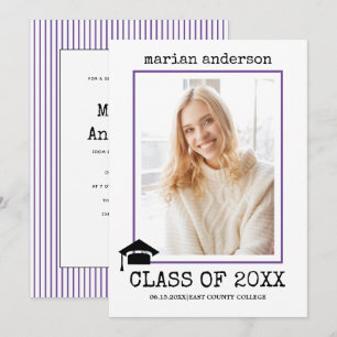 Class of 2023 typewriter purple graduation photo invitation