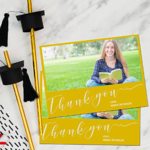 Class of 2023 Yellow Photo Graduation Thank you Postcard