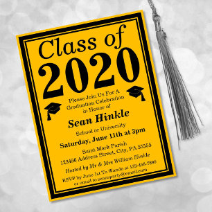Class of 2024 Black Gold Graduation Invitation Postcard