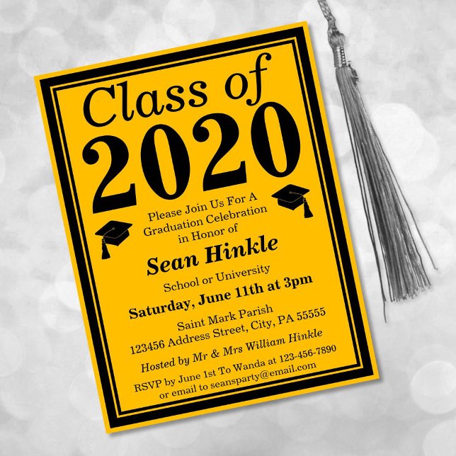 Class of 2024 Black Gold Graduation Invitation Postcard (Creator Uploaded)