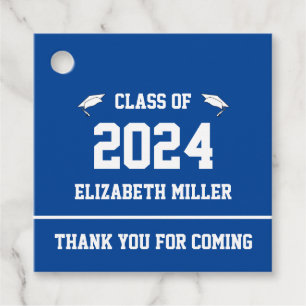 Class of 2024 Blue and White Graduation Thank You Favour Tags