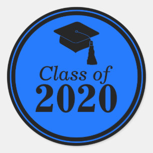 Class of 2024 Blue Black Graduation Classic Round Sticker