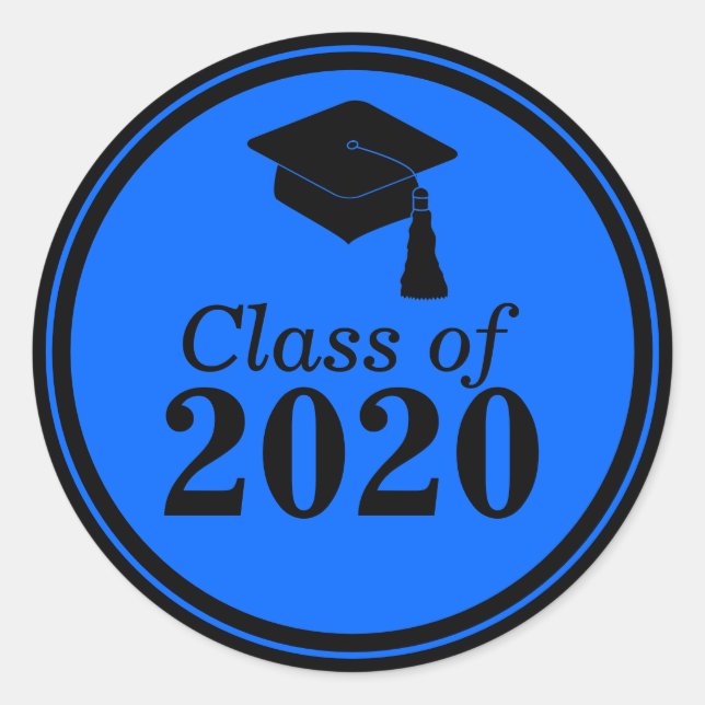 Class of 2024 Blue Black Graduation Classic Round Sticker (Front)