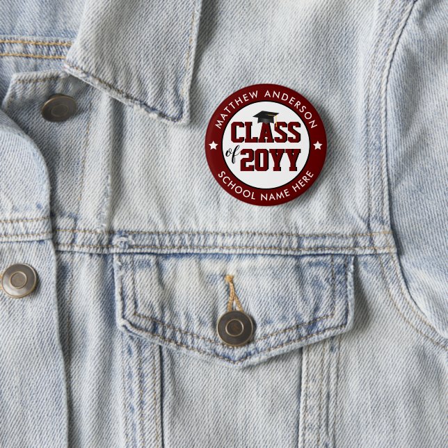 Class of 2024 Burgundy Graduate Graduation Party 6 Cm Round Badge (In Situ)
