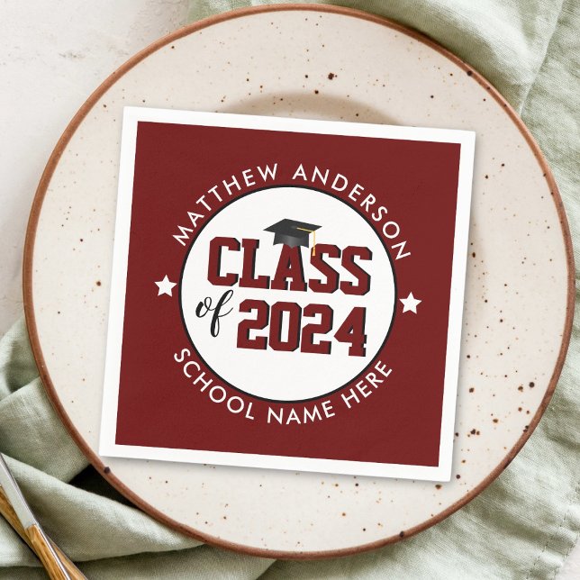 Class of 2024 Burgundy Graduate Graduation Party Napkin (Creator Uploaded)