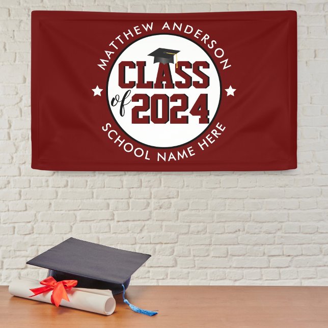 Class of 2024 Burgundy Red Graduation Party Banner (Creator Uploaded)