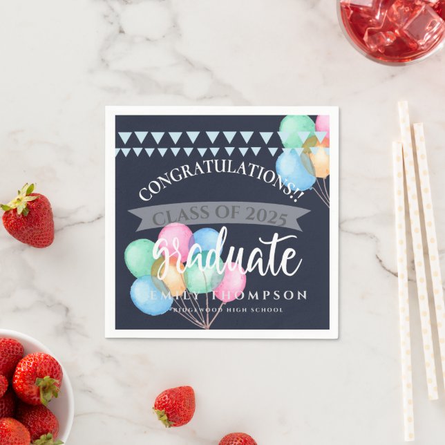 Class of 2024 Celebration Balloon Graduation Party Napkin (Insitu)