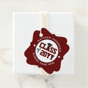 Class of 2024 Classic Burgundy Graduation Party Favour Tags