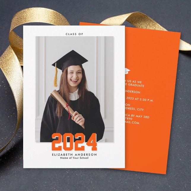 Class of 2024 Classic Typography Graduation Photo Announcement (Creator Uploaded)