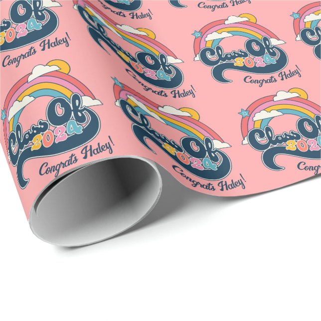Class of 2024 Custom Name Rainbow Wrapping Paper (Roll Corner)