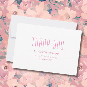 Class of 2024 Cute Pink Typography Graduation Thank You Card
