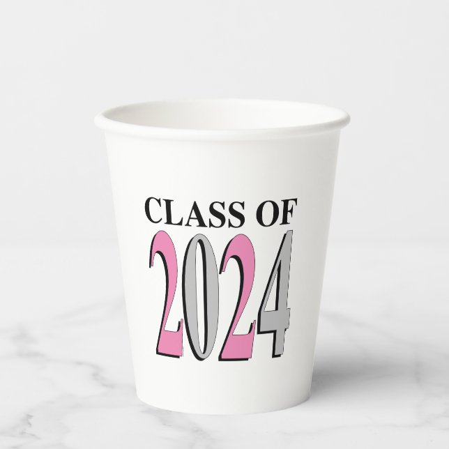 Class of 2024 Edit-the-Colours - Pink/Grey Paper Cups (Front)