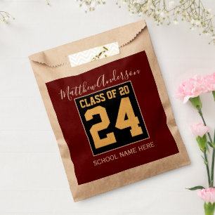 Class of 2024 Elegant Burgundy Graduation Party Favour Bags