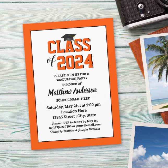 Class of 2024 Elegant Deep Orange Graduation Invitation (Creator Uploaded)