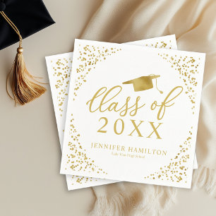 Class Of 2024 Elegant Gold White Graduation Party Napkin