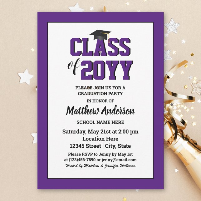 Class of 2024 Elegant Royal Purple Graduation Invitation (Creator Uploaded)