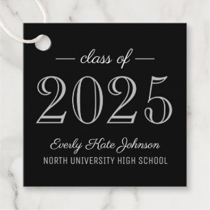 Class of 2024 Elegant Silver Graduation Party Favour Tags
